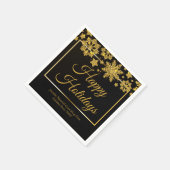 Chic Black Gold Snowflake Custom-kerstparty Servet (Hoek)