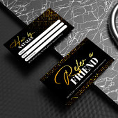 Chic Black Gold Sparkle Hair Stylist Salon Aanbevelingskaartje