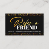 Chic Black Gold Sparkle Hair Stylist Salon Aanbevelingskaartje (Achterkant)