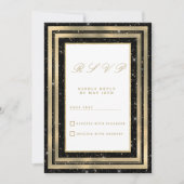 Chic black gold sparkly glitter confetti RSVP Kaart (Voorkant)