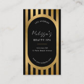 Chic Black & Gold Stripes Social Media QR Code Visitekaartje (Achterkant)