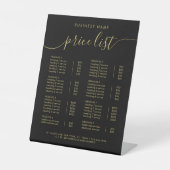Chic Black Gold Typography Service prijslijst Reclamebord Met Voetstuk (Voorkant)