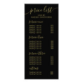 Chic Black Gold Typography Service prijslijst Reclamekaart (Voorkant)