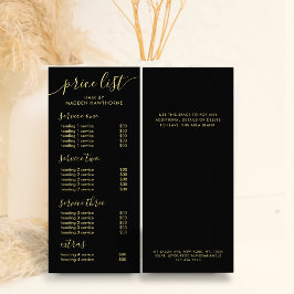 Chic Black Gold Typography Service prijslijst Reclamekaart