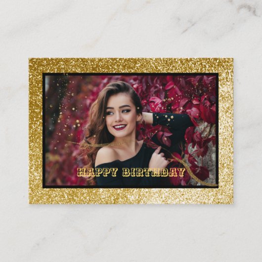 Chic Black & Gold Verjaardag Party Enclosure Kaart (Voorkant)