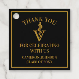 Chic Black Gold Veterinaire School Afstudeerfeest Bedankjes Labels
