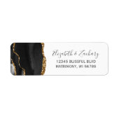 Chic Black Gold Wedding Return-adres Etiket (Voorkant)