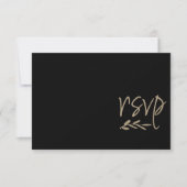 Chic Black & Gold Wedding RSVP Kaartje (Voorkant)