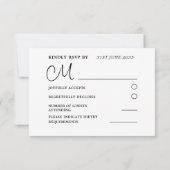 Chic Black & Gold Wedding RSVP Kaartje (Achterkant)