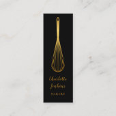 Chic Black Gold Whisk Patisserie Chef Mini Visitekaartje (Voorkant)