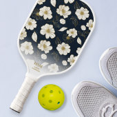 Chic Black Gold White Floral Pattern Aangepaste te Pickleball Paddle