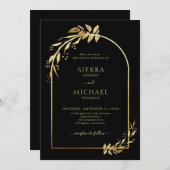 Chic Black Golden Eucalyptus Foliage Wedding Arch Kaart (Voorkant / Achterkant)