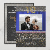 Chic Black Goud & Parels 10e Huwelijksjubileum Kaart (Voorkant / Achterkant)