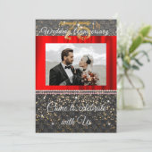 Chic Black Goud & Parels 75ste Huwelijksjubileum Kaart (Staand voorkant)