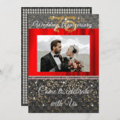 Chic Black Goud & Parels 75ste Huwelijksjubileum Kaart (Voorkant / Achterkant)