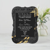 Chic black goudelegant officiële bruiloft kaart (Staand voorkant)