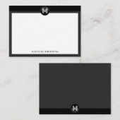 Chic Black Gray Geometric Modern Monogram Notitiekaartje (Voorkant / Achterkant)