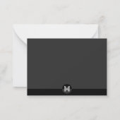 Chic Black Gray Geometric Modern Monogram Notitiekaartje (Achterkant)