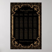 Chic Black Great Gatsby Art Deco-zittingskaart Poster (Voorkant)