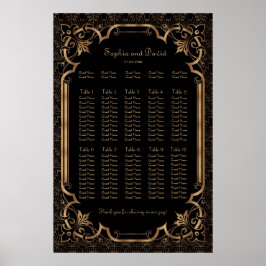 Chic Black Great Gatsby Art Deco-zittingskaart Poster