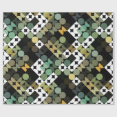 Chic Black Green Blauwgroen Blue Circles Art Patro Cadeaupapier (Vlak)