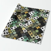 Chic Black Green Blauwgroen Blue Circles Art Patro Cadeaupapier (Uitgerold)