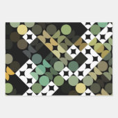 Chic Black Green Blauwgroen Blue Circles Art Patro Inpakpapier Vel (Voorkant)