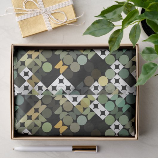 Chic Black Green Blauwgroen Blue Circles Art Patro Tissuepapier (Geschenk)