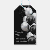 Chic Black Grey Ballon Verjaardag Cadeaulabel (Voorkant)