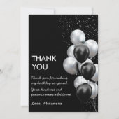 Chic Black Grey Balloon Bedankkaart (Voorkant)