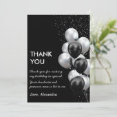 Chic Black Grey Balloon Bedankkaart (Staand voorkant)