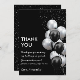 Chic Black Grey Balloon Bedankkaart