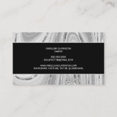 Chic Black Grey White Script Marble Agate Visitekaartje (Achterkant)