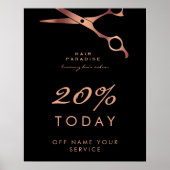 Chic Black Hair Salon Barber Copper Propositie Poster (Voorkant)