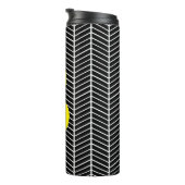 Chic Black Herringbone Chevron Zig Zag Monogram Thermosbeker (Geroteerd rechts)