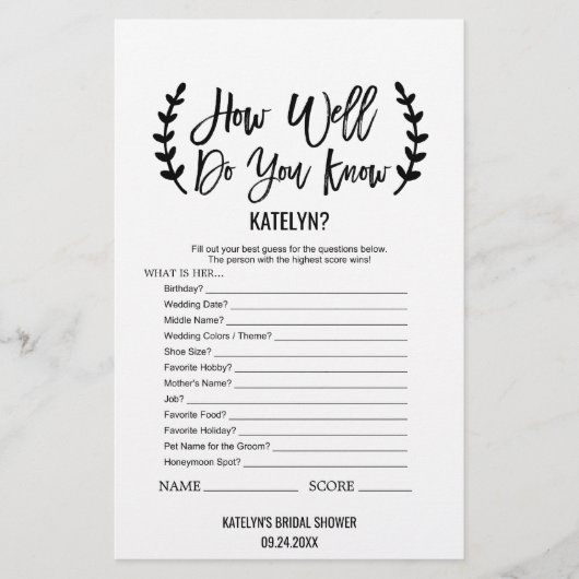 Chic Black Hoe goed ken je het spel? Flyer (Voorkant)