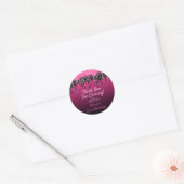 Chic Black Hot Pink Driving Glitter Birthday Ronde Sticker (Envelop)