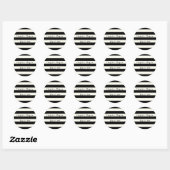 Chic black iory stripes scriptnamen bruiloft ronde sticker (Vel)
