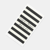 Chic black iory stripes scriptnamen bruiloft servet (Hoek)