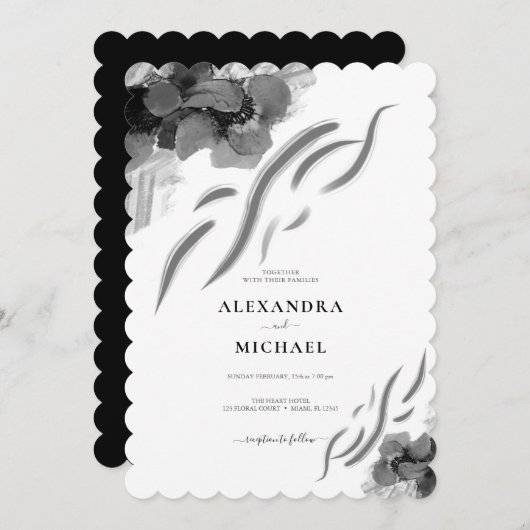 Chic Black Iris Flowers Wedding Kaart (Voorkant / Achterkant)