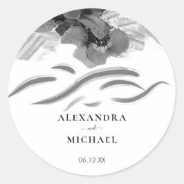 Chic Black Iris Flowers Wedding Ronde Sticker