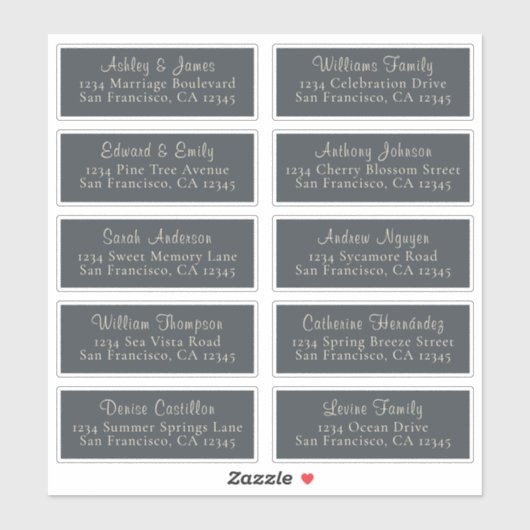 Chic Black Ivory Wedding Guest Adresetiketten Sticker (Vel)