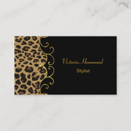 Chic Black & Jaguar Print Visitekaartje Afsprakenkaartje