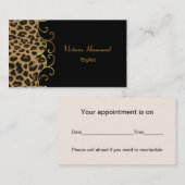 Chic Black & Jaguar Print Visitekaartje Afsprakenkaartje (Voorkant / Achterkant)