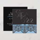 Chic Black Lace en Blue Sip and See Kaart (Voorkant / Achterkant)