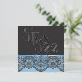 Chic Black Lace en Blue Sip and See Kaart (Staand voorkant)