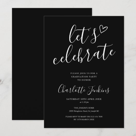 Chic Black: Laten we het afstudeerfeest van het sc Kaart (Voorkant / Achterkant)