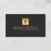 Chic Black Leather Business Logo Bedrijfsnaam Visitekaartje (Voorkant)