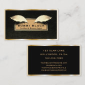 Chic Black Leather Gold Eyelash Extensions Makeup Visitekaartje (Voorkant / Achterkant)