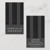 Chic Black Leather Stripes Visitekaartje (Voorkant / Achterkant)
